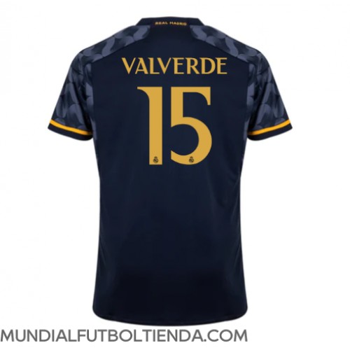 Camiseta Real Madrid Federico Valverde #15 Segunda Equipación Replica 2023-24 mangas cortas